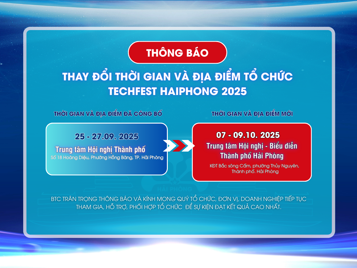 Thông báo thay đổi thời gian & địa điểm tổ chức Techfest Haiphong 2025